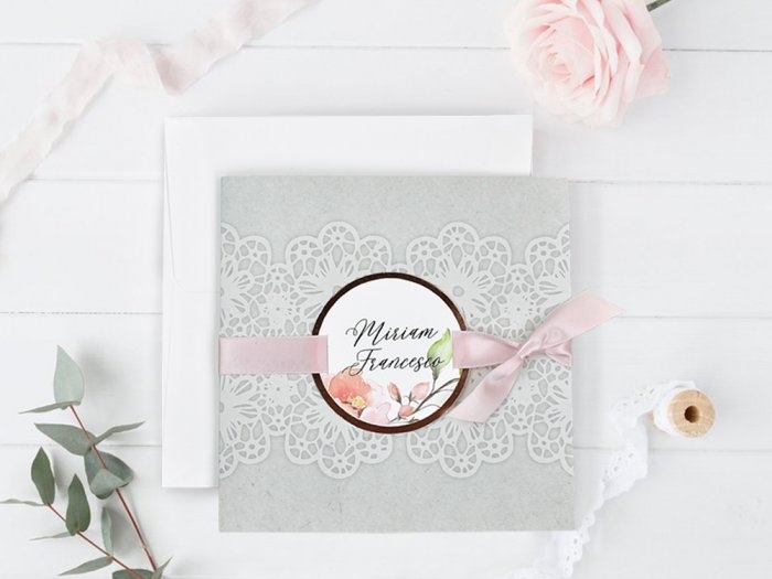 Invitación de boda - FLORES ENCAJE   (39728 D)