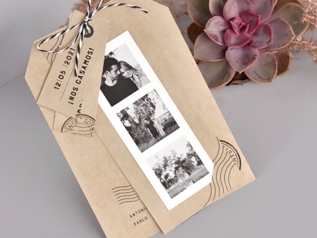 Invitación de boda - TIRA DE FOTOS KRAFT    (C39731A)
