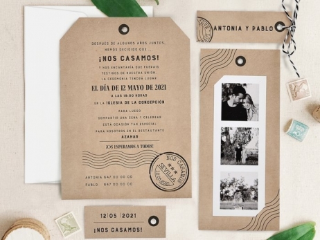 Invitación de boda - TIRA DE FOTOS KRAFT    (39731 A)