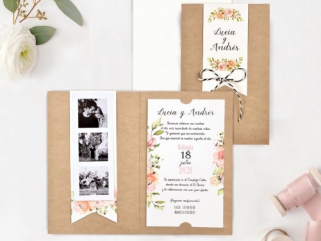 Invitación de boda - ROMANTICA CON TIRA FOTOS    (C39732E)