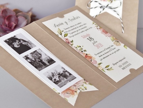 Invitación de boda - ROMANTICA CON TIRA FOTOS    (C39732E)