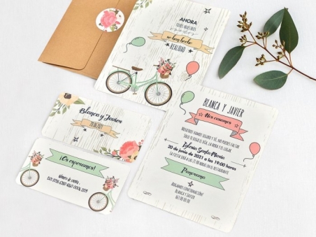 Invitación de boda barata BICICLETA CARD 39737