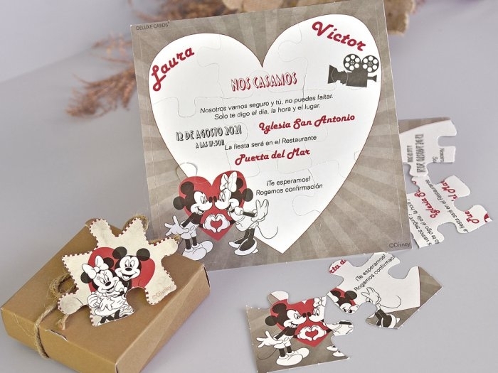 Invitación de boda - PUZZLE MINNIE Y MICKEY (C39738B) Invitación de boda - PUZZLE MINNIE Y MICKEY (C39738B)