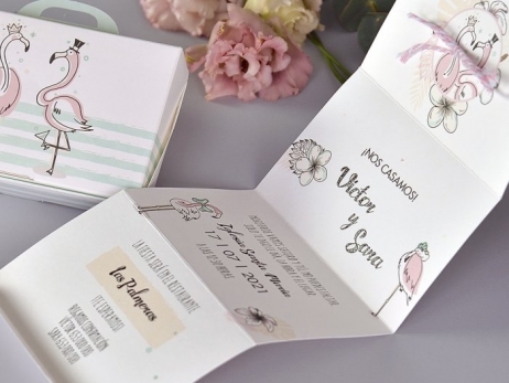 Invitación de boda - MALETA FLAMENCOS   (C39745C)