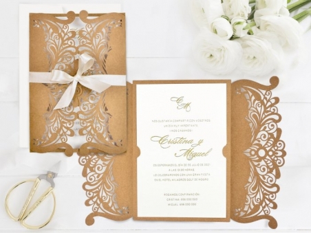 Invitación de boda elegante sencilla CORTE LASER 39746
