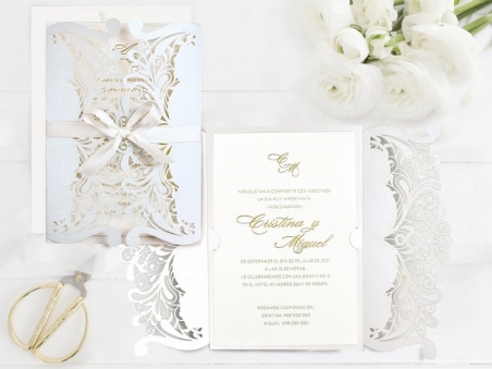 Invitación de boda elegante sencilla CORTE LASER 39746