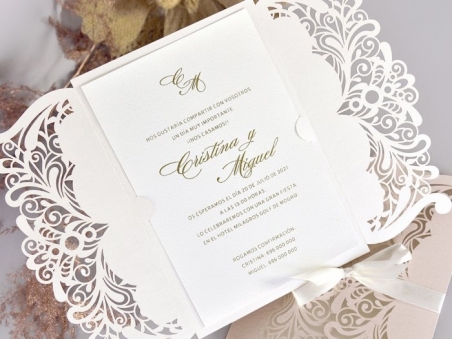 Invitación de boda elegante sencilla CORTE LASER 39746