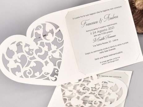 Invitación de boda - CORTE LASER CORAZÓN   (C74839)