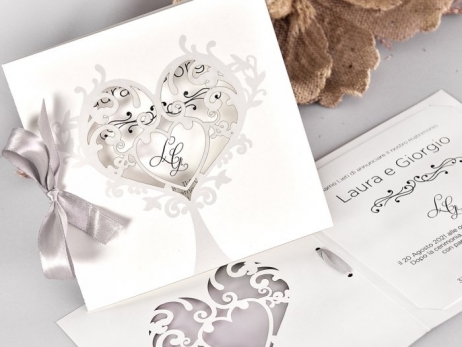 Invitación de boda - CORTE LASER CORAZÓN    (C74939)