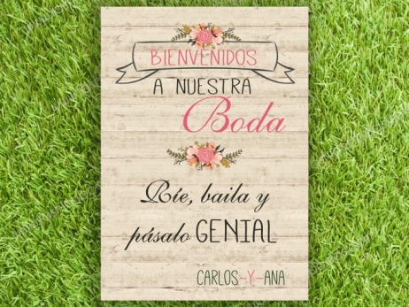 Cartel para boda - BIENVENIDOS A NUESTRA BODA (colección Floral Card)