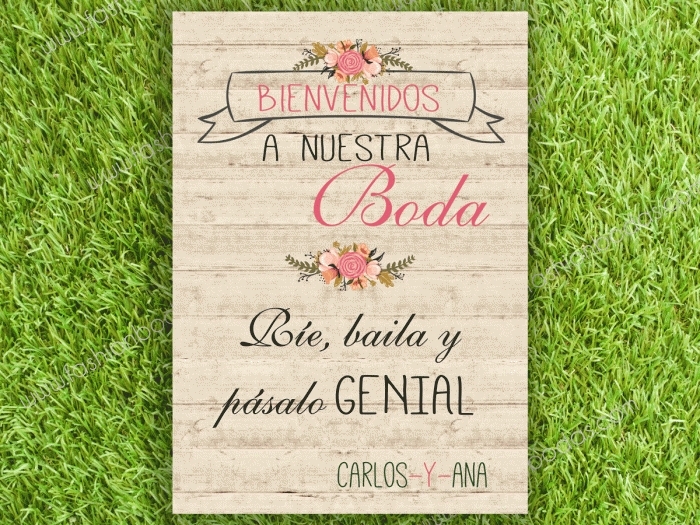 Cartel para boda - BIENVENIDOS A NUESTRA BODA (colección Floral Card)