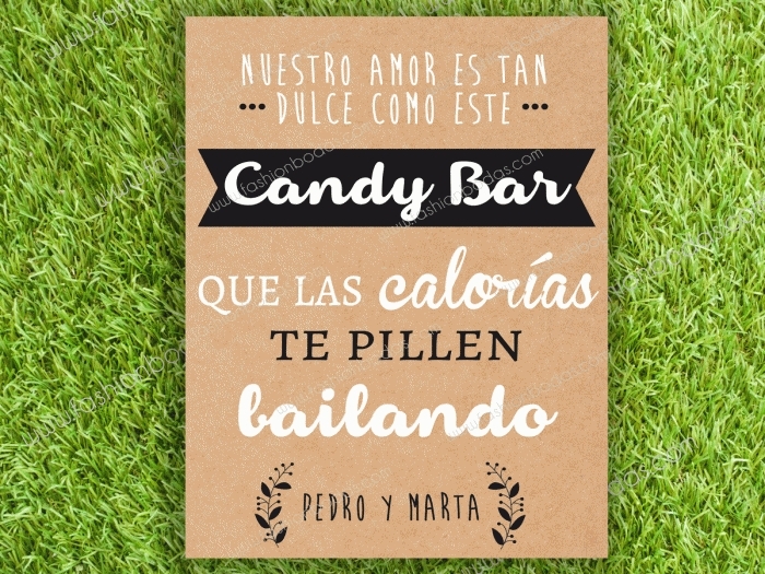 Cartel para boda - CANDY BAR (coleccion Kraft Laurel)