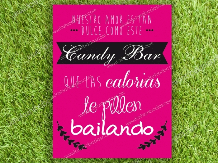 Cartel para boda - CANDY BAR (coleccion Cenefa Fucsia)