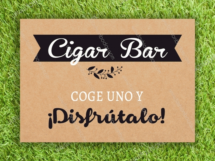 Cartel para boda - CIGAR BAR (coleccion Kraft Laurel)