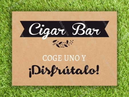 Cartel para boda CIGAR BAR Kraft Laurel