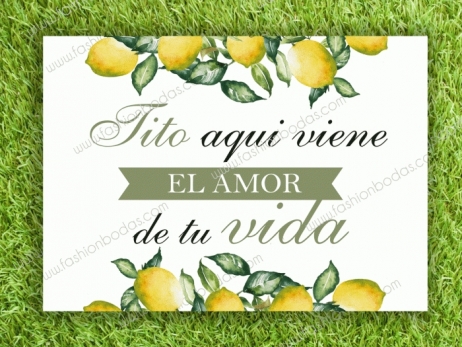 Cartel para boda - AMOR DE TU VIDA (colección Limones)
