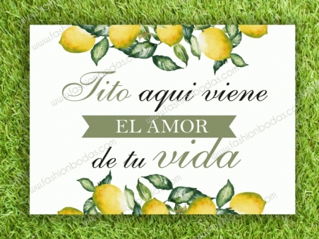 Cartel para boda AMOR DE TU VIDA Limones