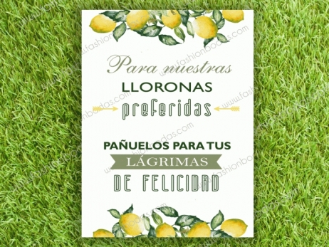 Cartel para boda - LAGRIMAS DE FELICIDAD (colección Limones)