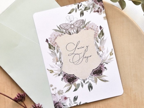 Invitación de boda - FLORES Y MARIPOSA   (E39789)