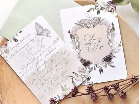 Invitación de boda - FLORES Y MARIPOSA   (E39789)