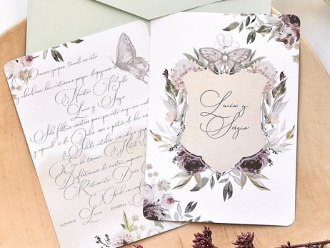 Invitación de boda - FLORES Y MARIPOSA   (E39789)