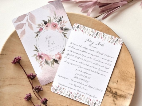 Invitación de boda - FLORES ACUARELA   (E 39788)