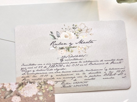 Invitación de boda - FLORES VINTAGE  (E78239)