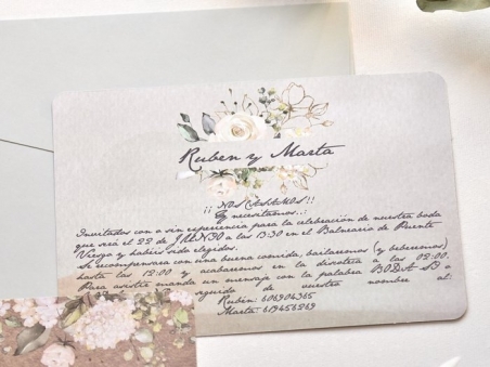 Invitación de boda barata FLORES VINTAGE  39782