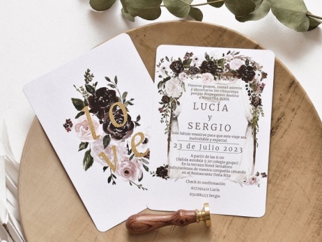 Invitación de boda - FLORES VINTAGE  (E 39780)