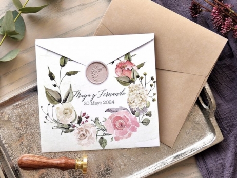 Invitación de boda - FLORES VINTAGE  ( 39777 )