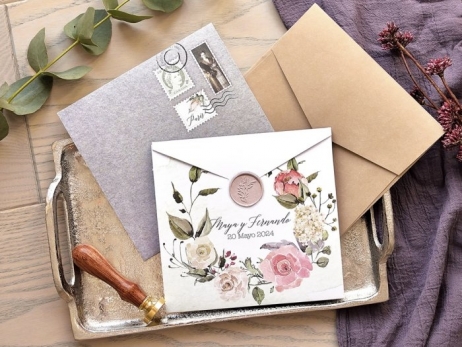 Invitación de boda - FLORES VINTAGE  ( 39777 )