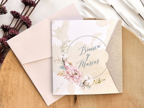 Invitación de boda - FLORES ACUARELA  (E 39776)