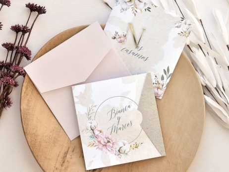Invitación de boda - FLORES ACUARELA  (E39776)