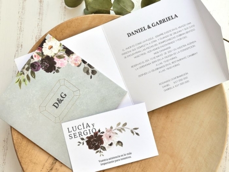 Invitación de boda - FLORES ACUARELA  (E 39775)