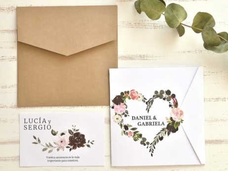 Invitación de boda - FLORES ACUARELA  (E 39775)