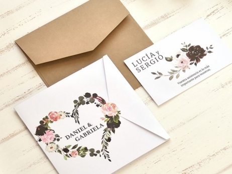 Invitación de boda - FLORES ACUARELA  (E39775)