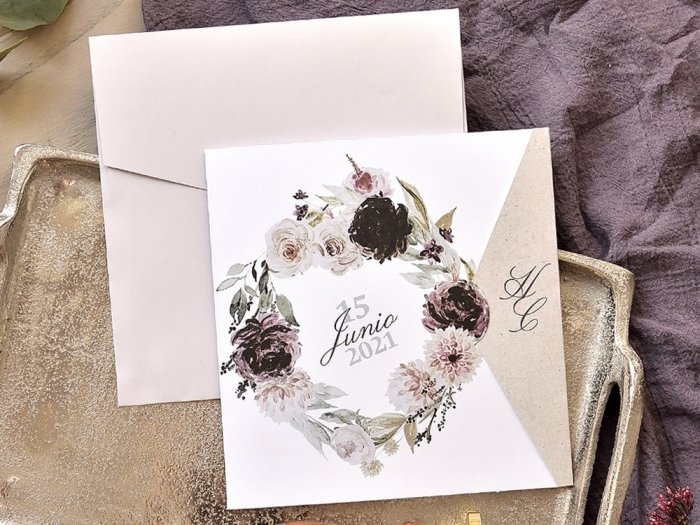 Invitación de boda - FLORES ACUARELA  (E 39774)