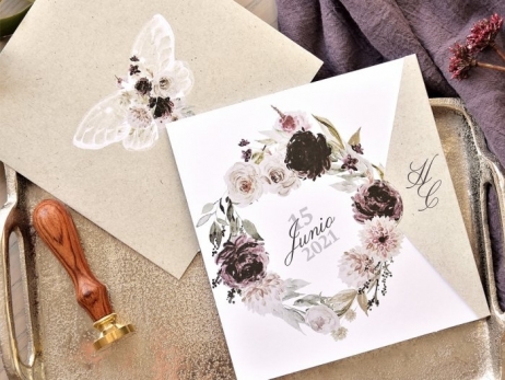 Invitación de boda - FLORES ACUARELA  (E 39774)