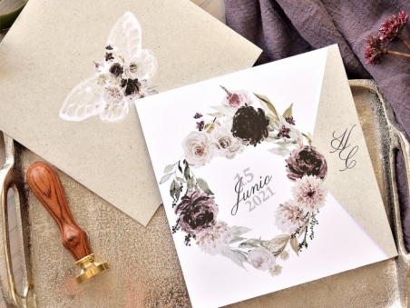 Invitación de boda barata FLORES ACUARELA  39774