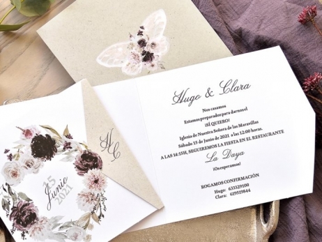 Invitación de boda - FLORES ACUARELA  (E 39774)