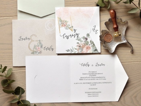 Invitación de boda - ROMANTICA ROSA  (E 39770)