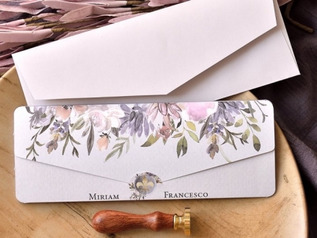 Invitación de boda - ROMANTICA FLORES  (E39765)