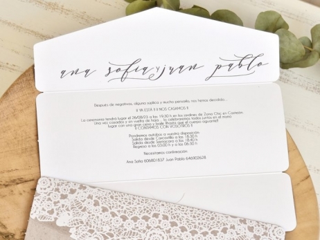 Invitación de boda - ROMANTICA ENCAJE  (E 39764)