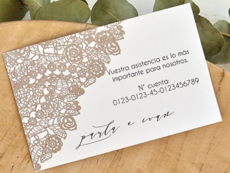 Invitación de boda - ROMANTICA ENCAJE  (E 39764)