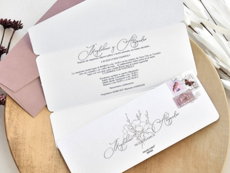 Invitación de boda - ROMANTICA FLORES  (E 39763)