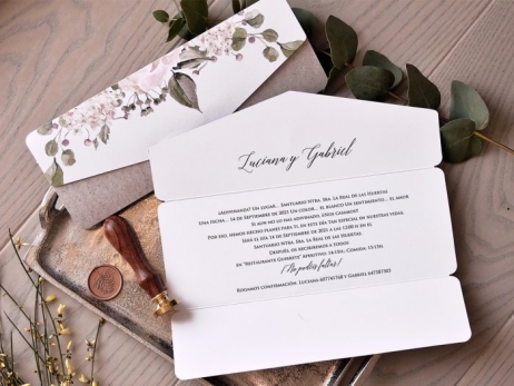 Invitación de boda - ROMANTICA FLORES  (E 39762)