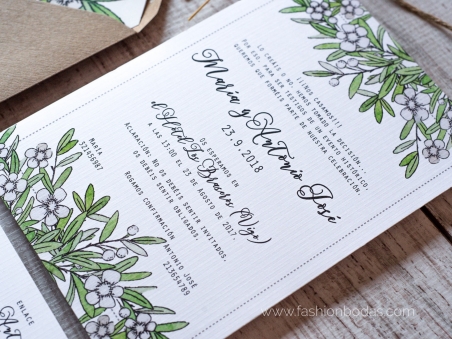 Invitaciones de boda naturaleza con hojas verdes FLORAL 2