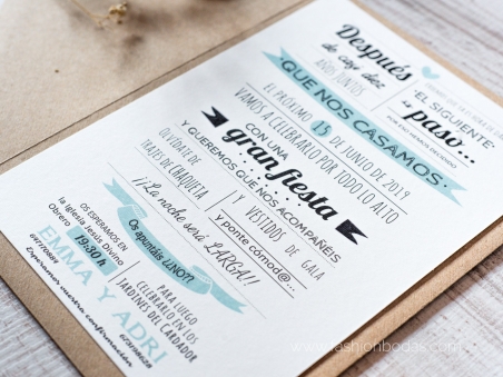 Invitaciones de boda MODERNAS diferentes con muchas letras