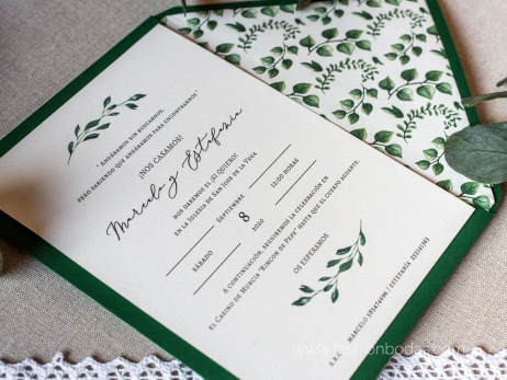 Invitación de boda - SENCILLA CON HOJAS VERDES