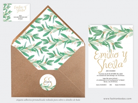 Invitación de boda - RAMAS DE EUCALIPTO